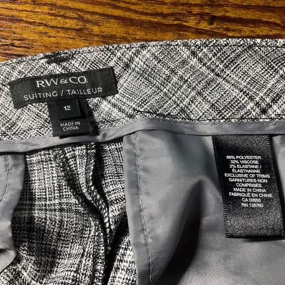 RW&Co. black and white plaid pants - size 12 NWOT - Picture 2 of 8
